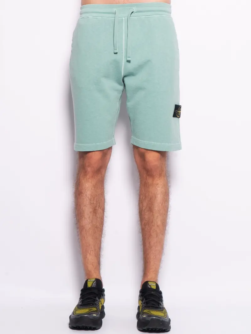 Green Self-Dyed Malfilé Bermuda Shorts 1