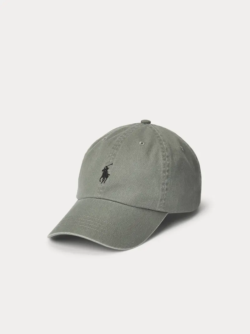 Grey Cotton Chino Baseball Cap 1