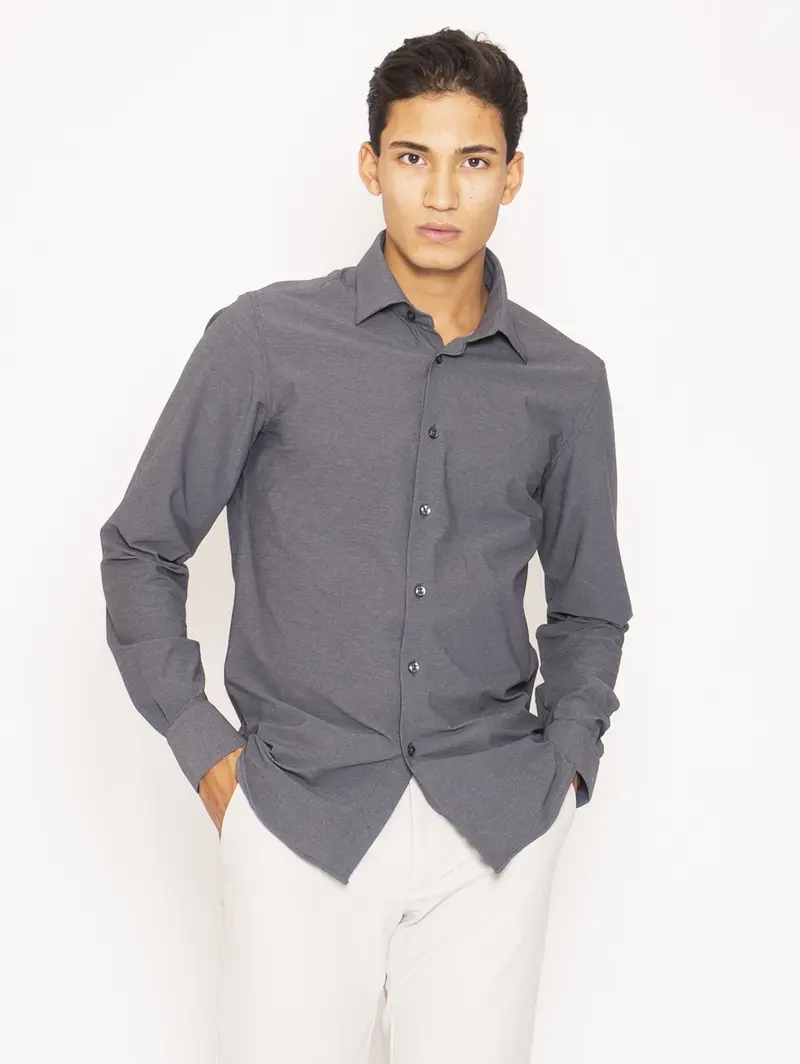 Grey Micro-Stripe Super-Stretch Shirt 1