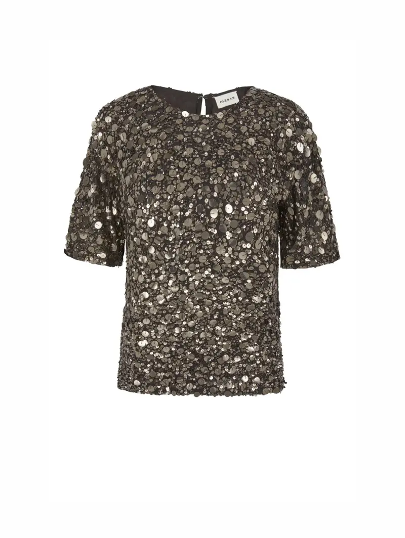 Grey Sequin-Embellished Blouse 1