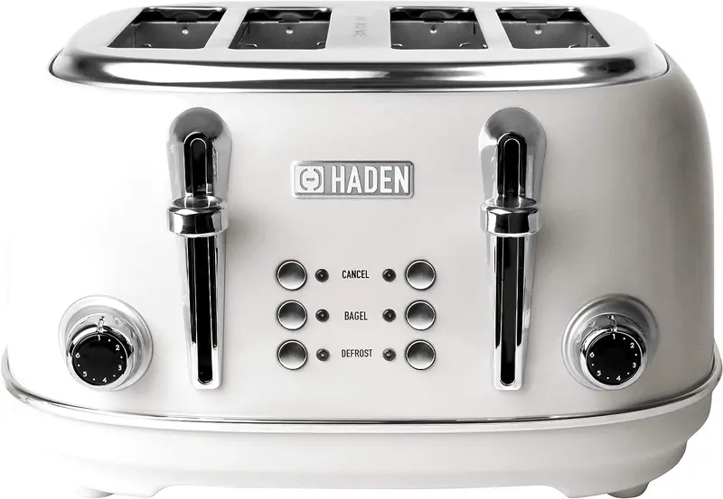 Haden Heritage White 1500W 4-Slice Retro Wide-Slot Toaster 1