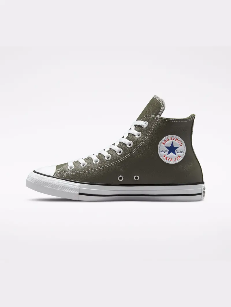 Hammered Green Leather Sneakers 1