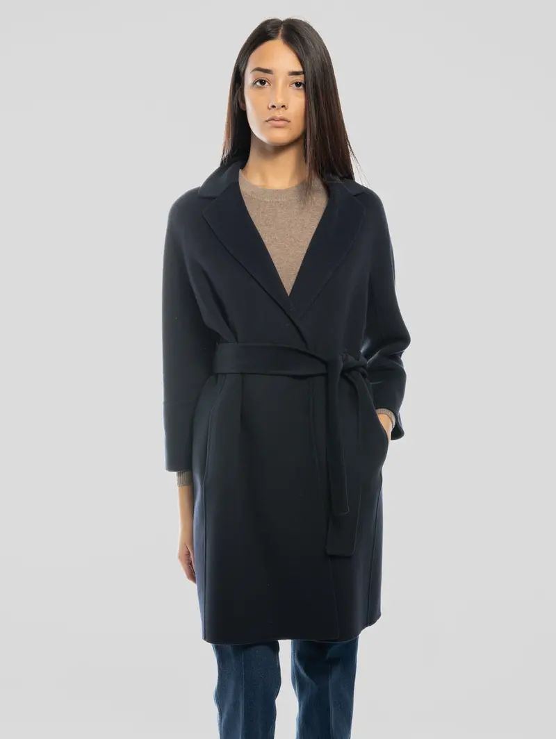 Hand-Stitched Blue Arona Double-Wool Coat 1