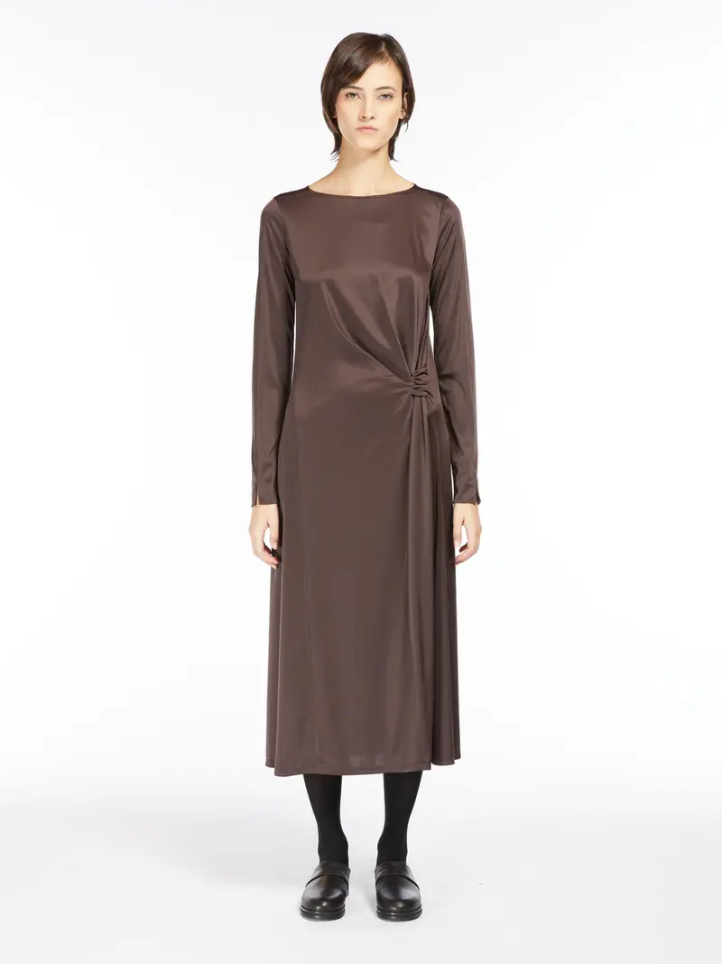 Hazelnut Jersey Satin Wrap Dress 1
