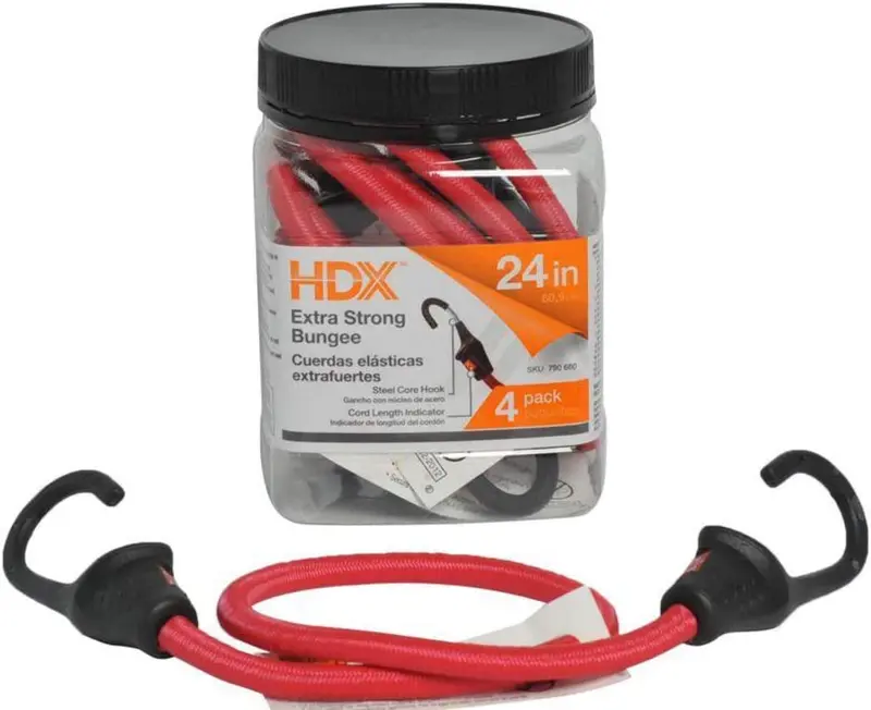 Hdx 24-Inch Super Strong Bungee Cord Pack – Reinforced Elastic Ties (4-Pack) 1