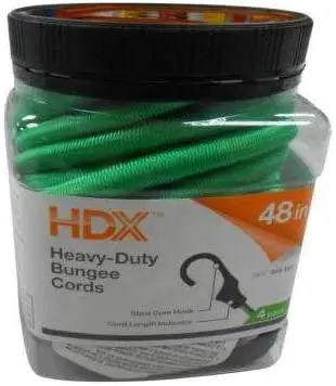 Hdx 48-Inch Super Duty Bungee Cords – Extra-Heavy-Duty Hooks & Webbing (4-Pack) 1