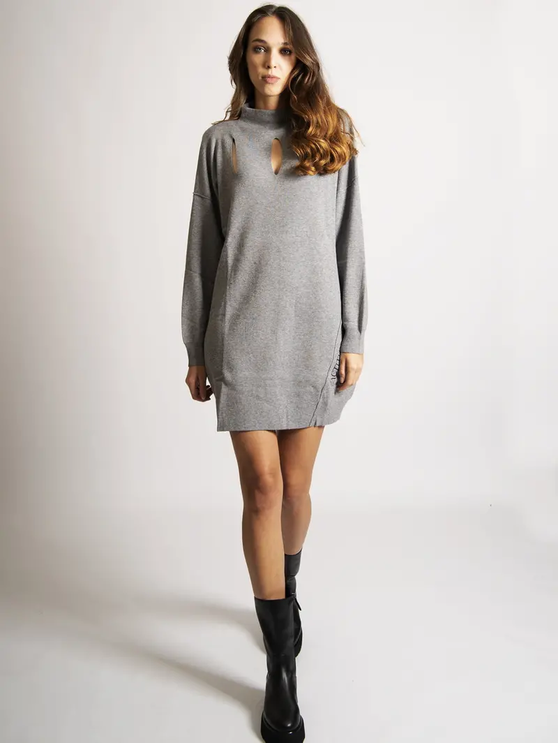 Heather Grey Knit Midi Dress 1