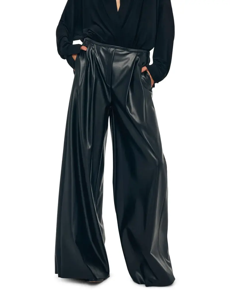 High-Waisted Black Eco-Leather Trousers 1