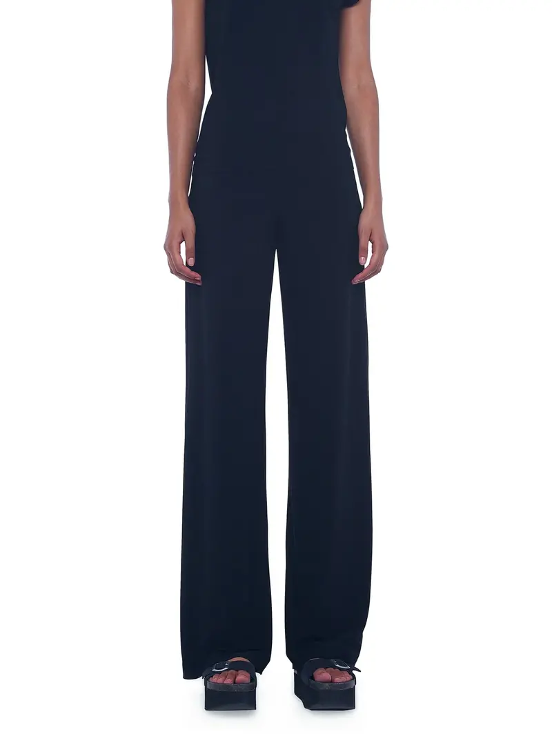 High-Waisted Black Stretch Jersey Trousers 1