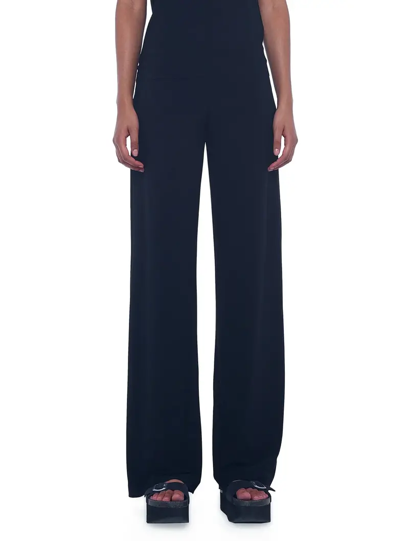 High-Waisted Black Stretch Jersey Trousers 1