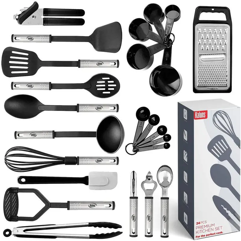 Kaluns 24-Piece Heavy-Duty Nylon And Stainless Steel Utensil Collection 1