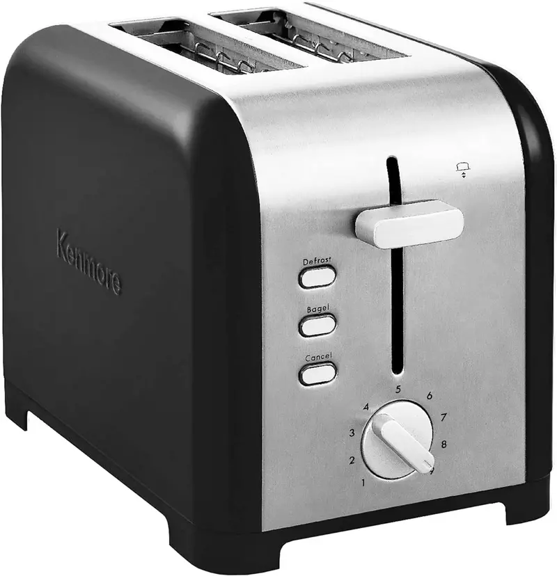 Kenmore 2-Slice Toaster – Black/Stainless Steel With Bagel, Defrost & 9-Shade Control 1