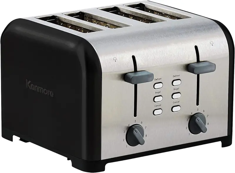 Kenmore Dual-Control Black & Stainless 4-Slice Toaster With Bagel And Defrost Modes 1
