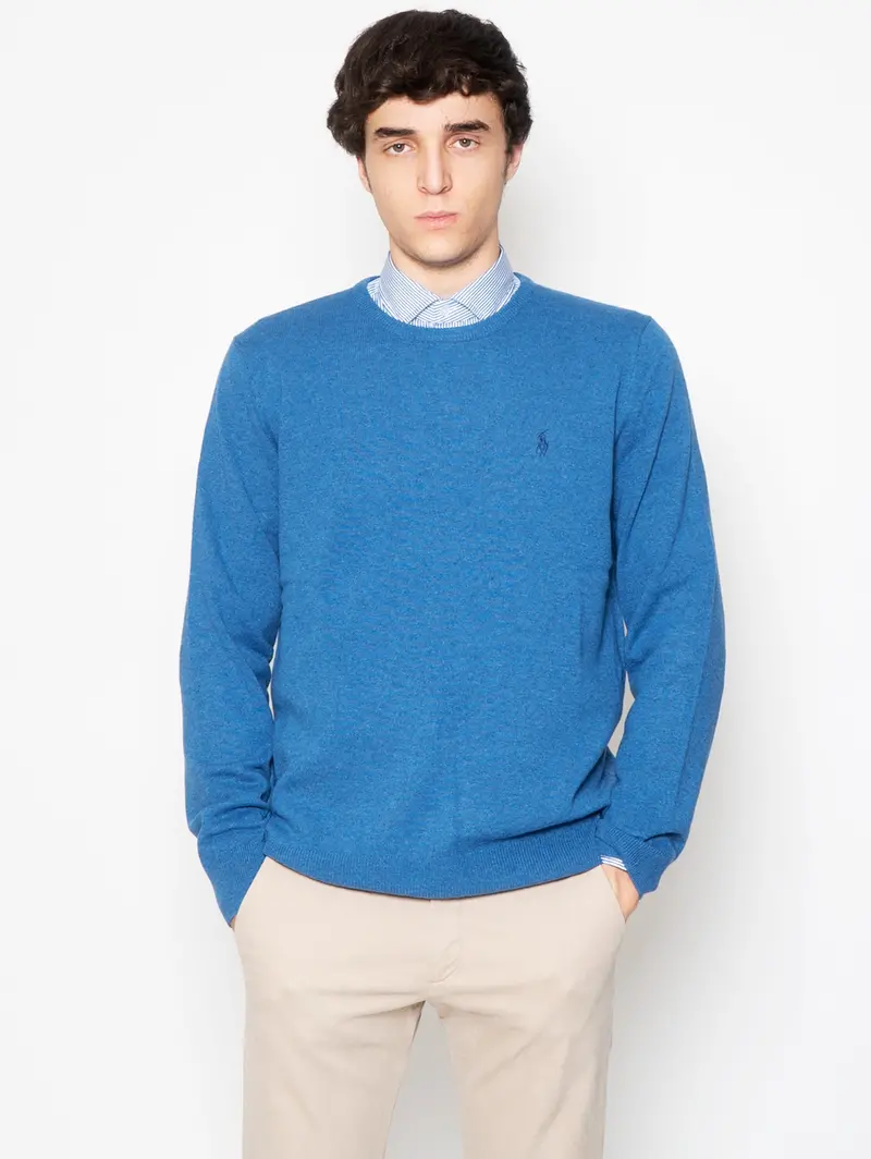 Light Blue Merino Wool Crew Neck Sweater 1