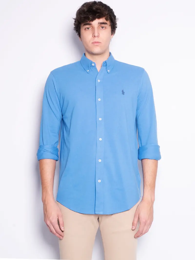 Light Blue Piqué Cotton Shirt 1
