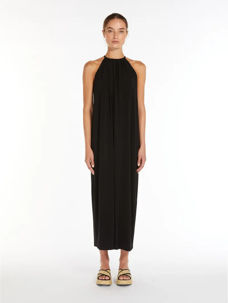 Long Black American-Style Neckline Dress 1