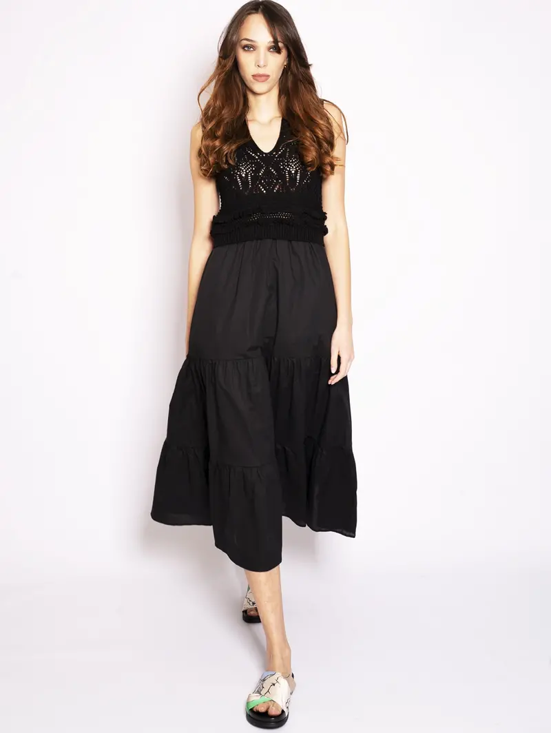 Long Black Crochet Dress 1