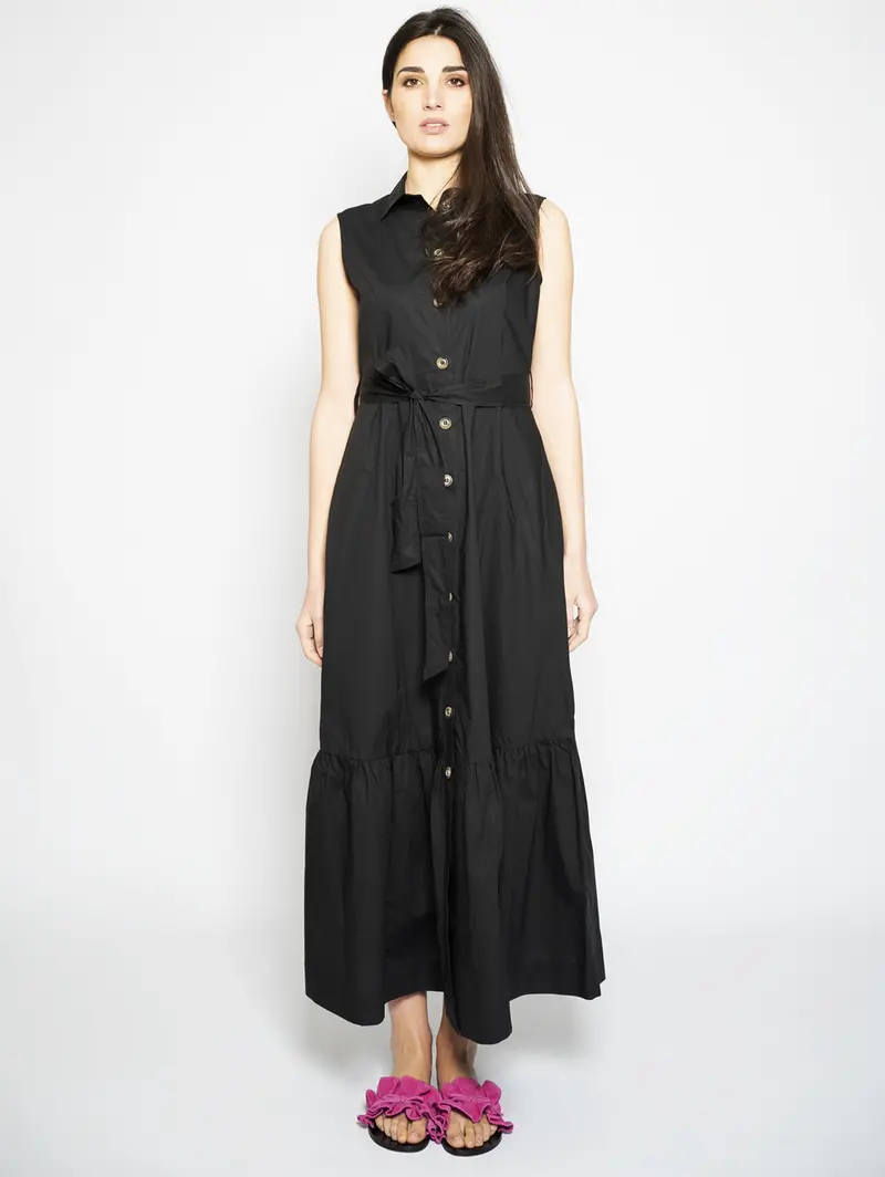 Long Black Poplin Dress 1