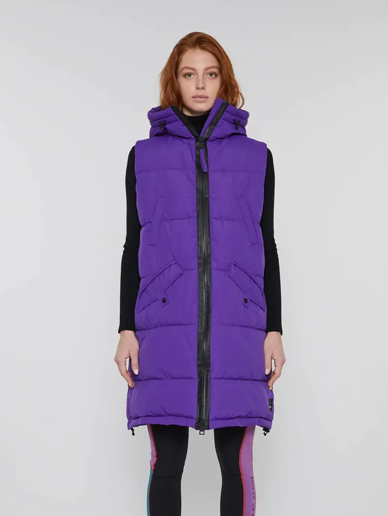 Long Quilted Vest In Purple 1