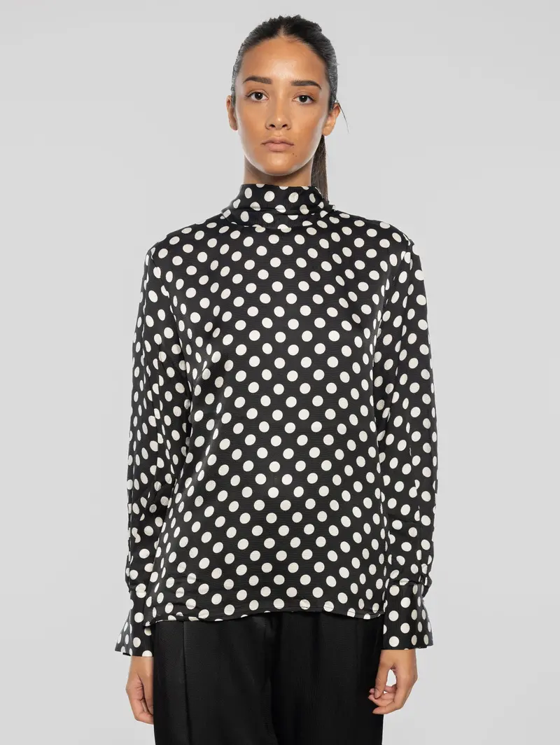 Long-Sleeve Polka Dot Top In Classic Black 1