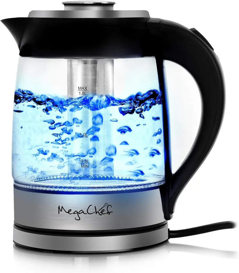 Megachef 7.6-Cup Cordless Stainless Steel Electric Kettle With Led Illuminated Base 1