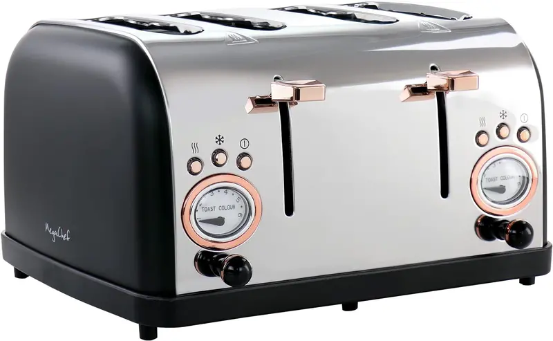 Megachef Black And Rose Gold 4-Slice Wide-Slot Toaster Featuring Variable Browning 1