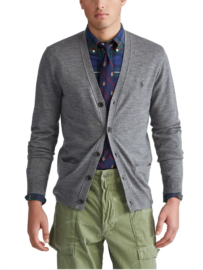 Merino Wool Cardigan In Grey 1