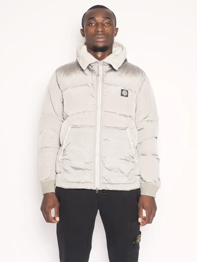 Metallic-Effect Gray Nylon Puffer Jacket (Model 40532) 1
