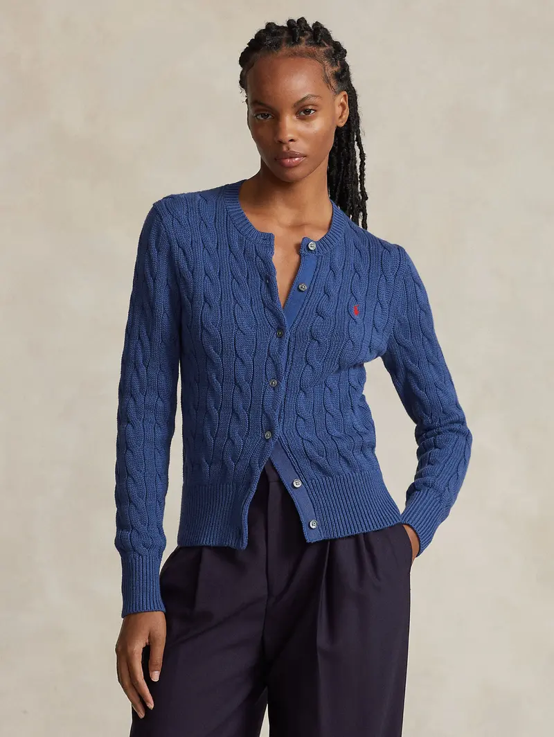 Midnight Blue Cable-Knit Cardigan 1