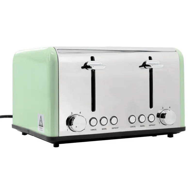 Moss Green 1650W 4-Slice Stainless Steel Wide-Slot Toaster 1