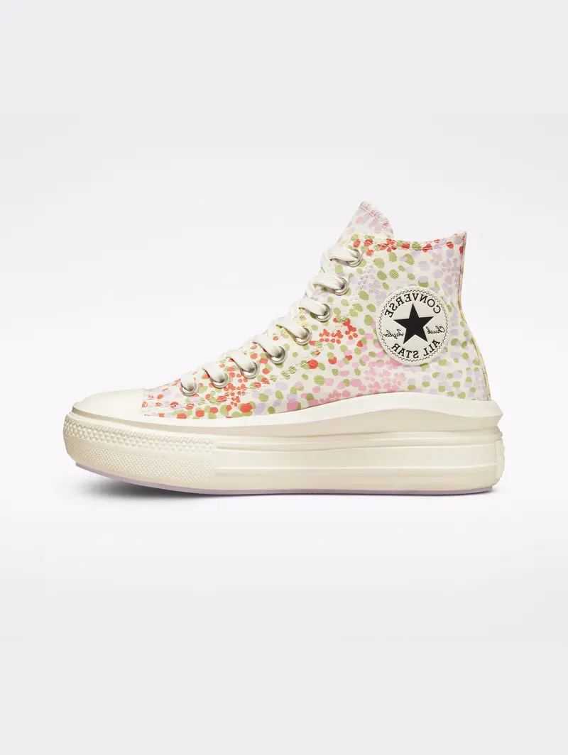 Multicolor Flower-And-Polka-Dot Platform Sneakers 1