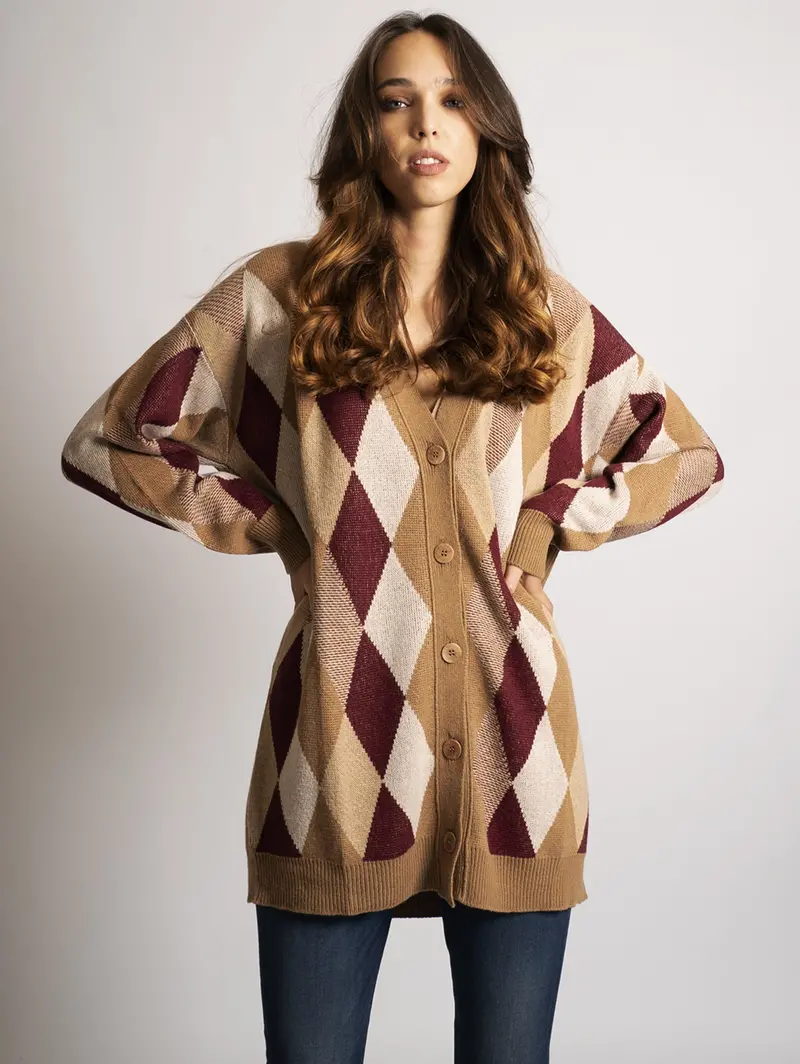 Multicolor Jacquard Oversized Cardigan 1