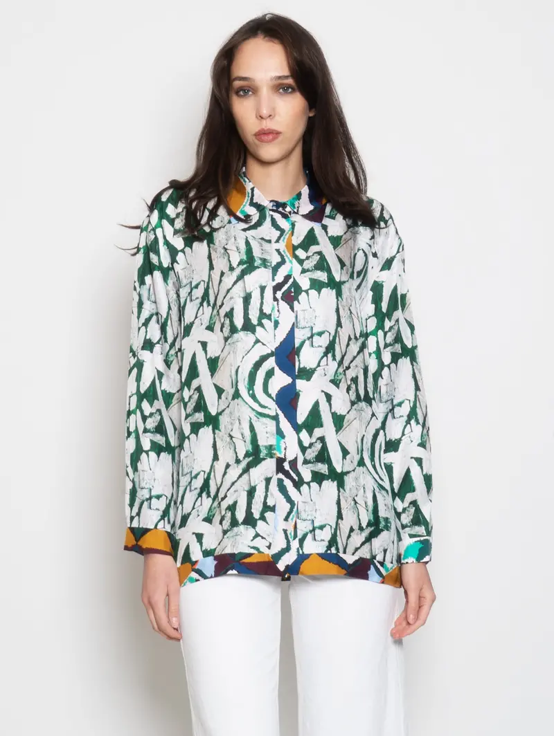 Multicolor Printed Silk Blouse 1