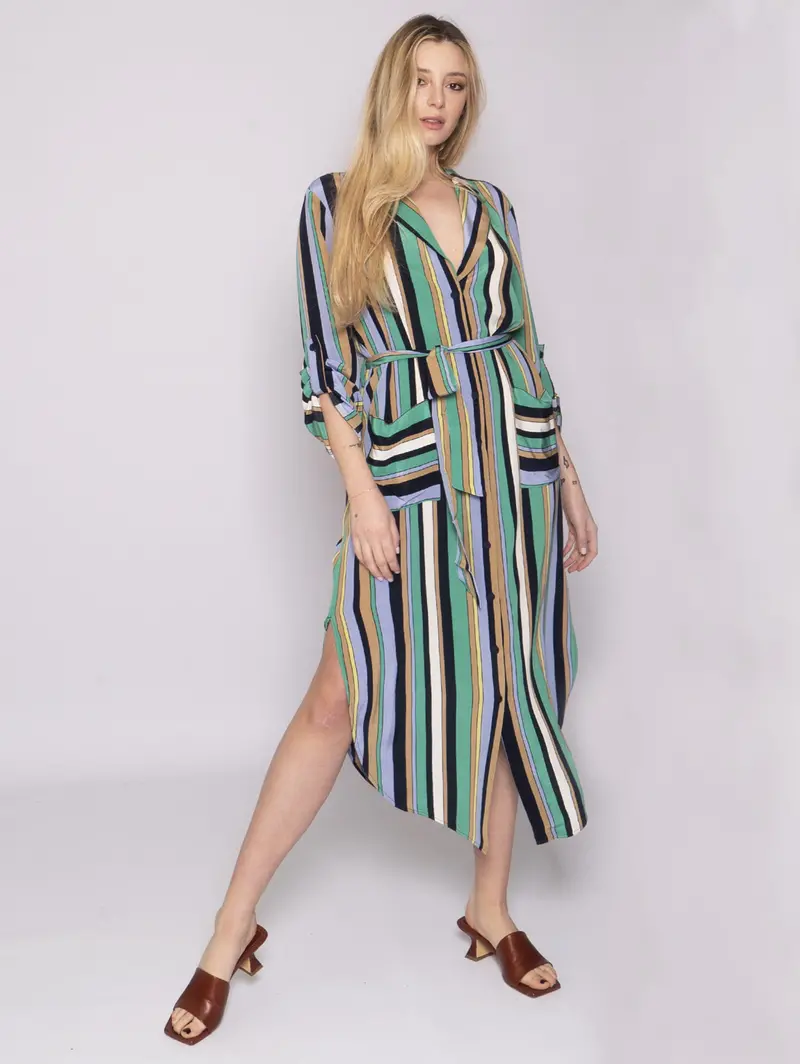 Multicolor Striped Chemisier Dress 1