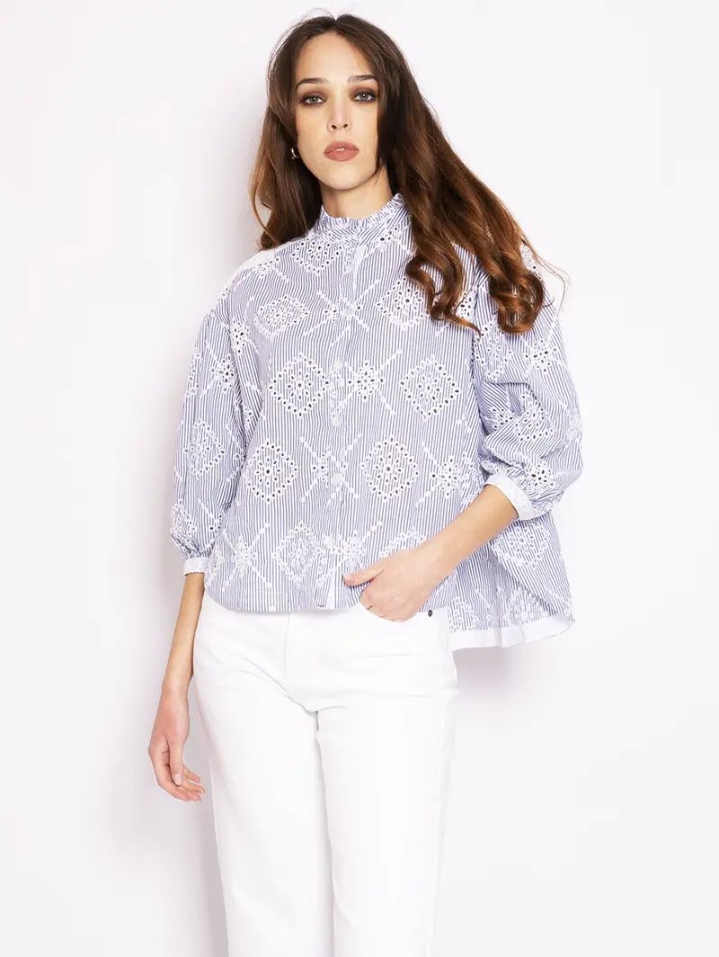 Navy-And-Ivory Striped Sangallo Shirt 1