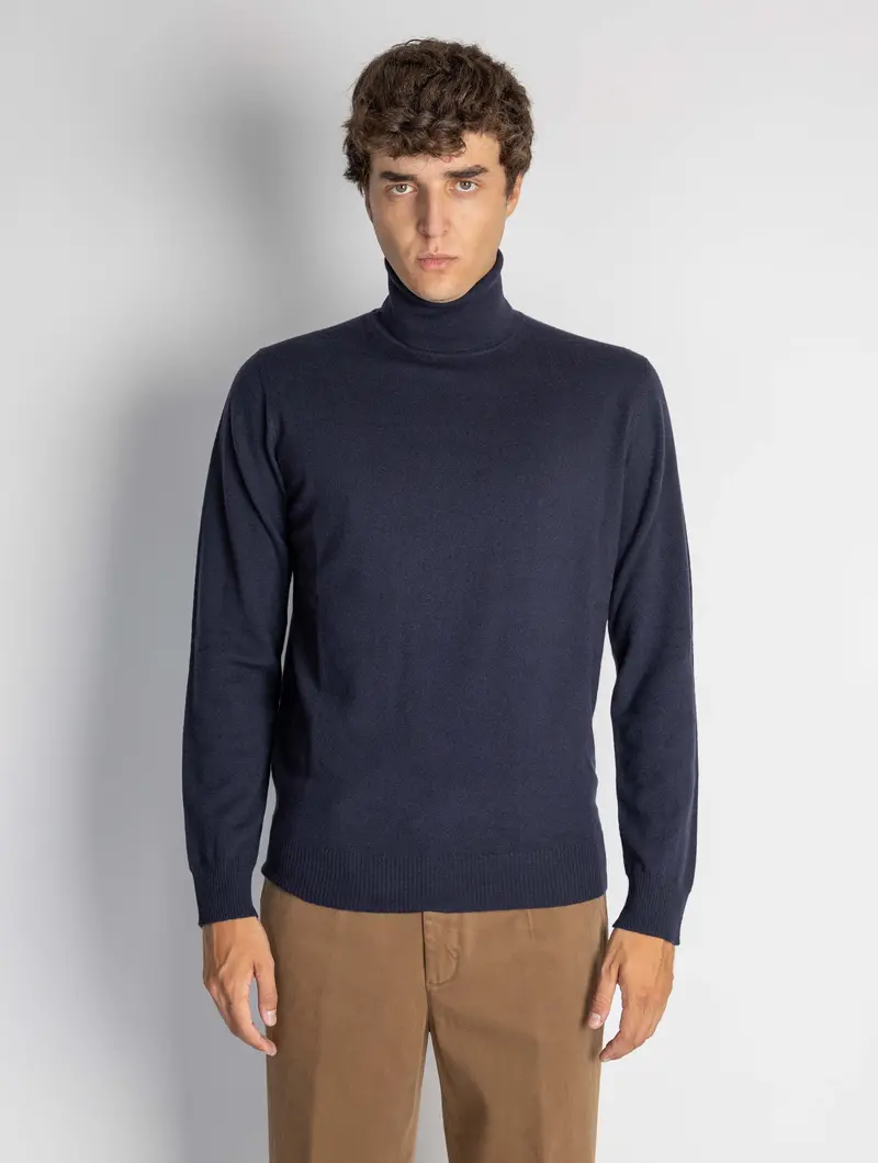 Navy Geelong Wool Turtleneck Sweater 1
