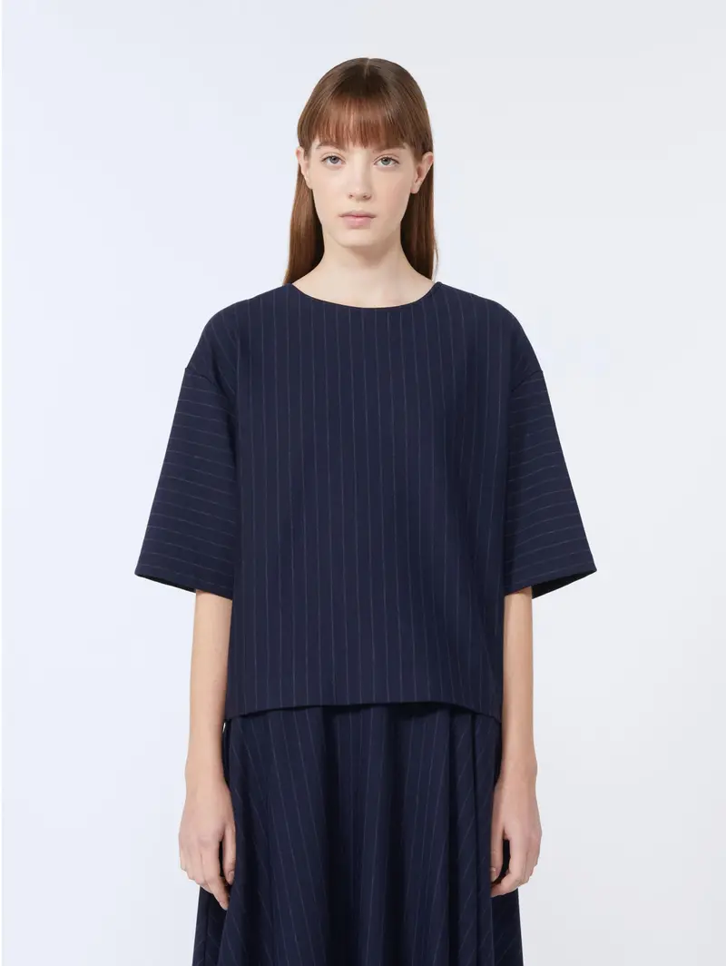 Navy Herringbone Jersey Blouse 1