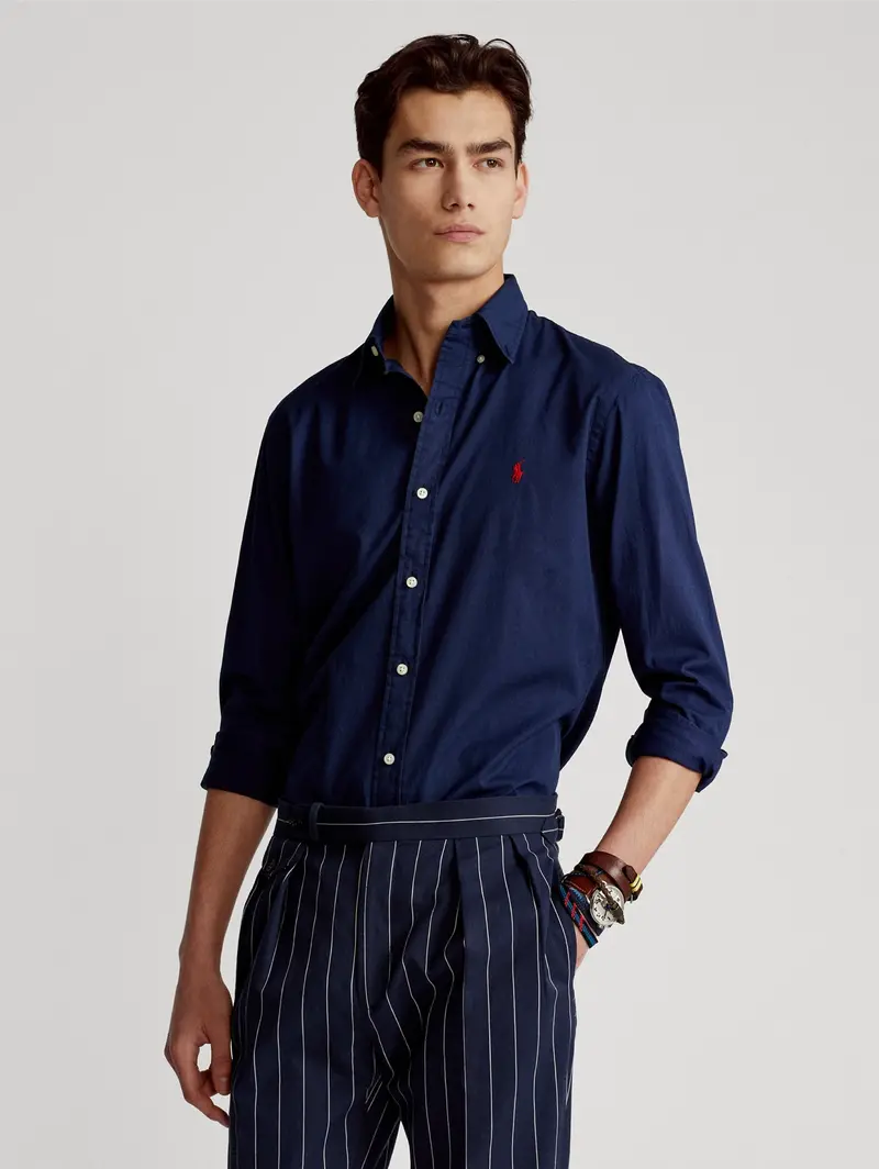 Navy Twill Button-Down Shirt 1