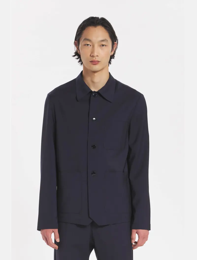 Navy Wool Fresco Overshirt By Visal 1