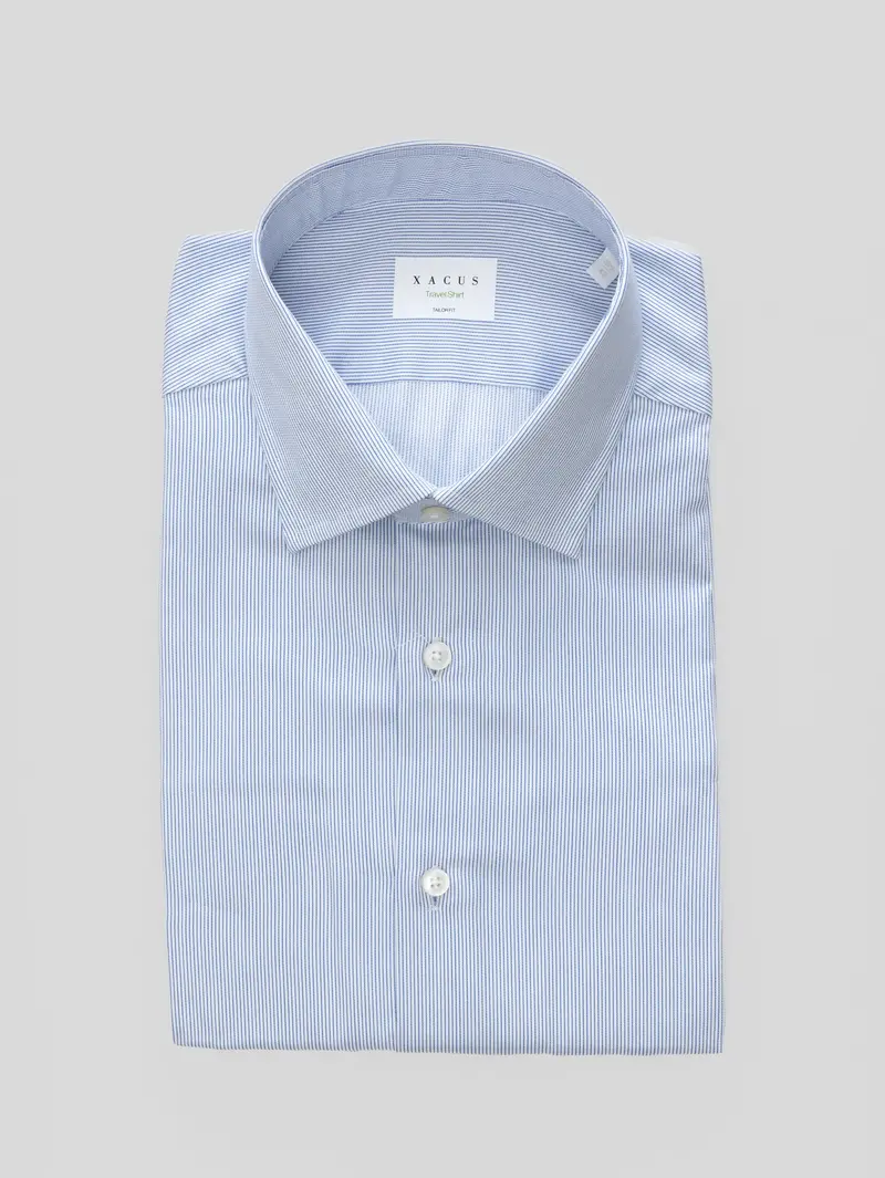 Non-Iron Thin-Stripe Shirt In White And Navy 1