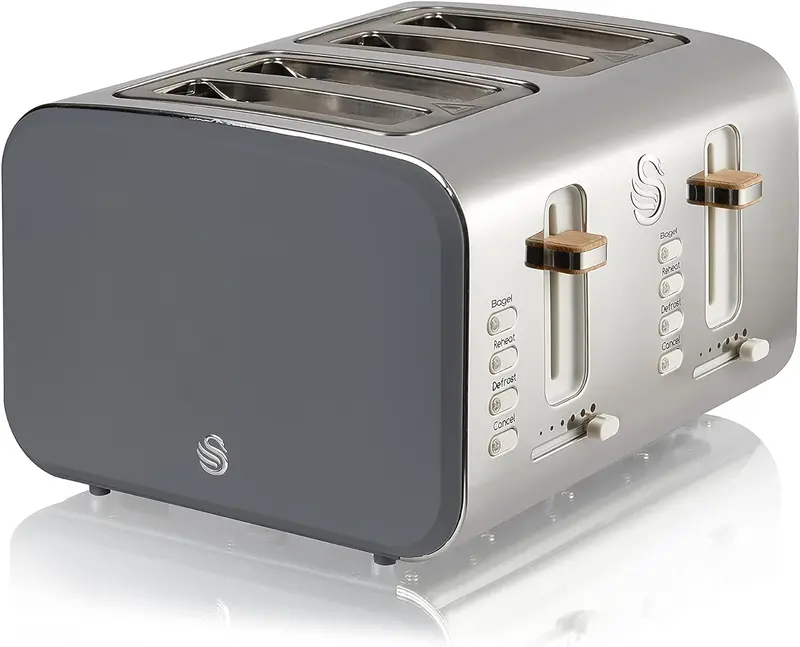 Nordic Grey 4-Slice Toaster – Modern Wide-Slot Functionality 1
