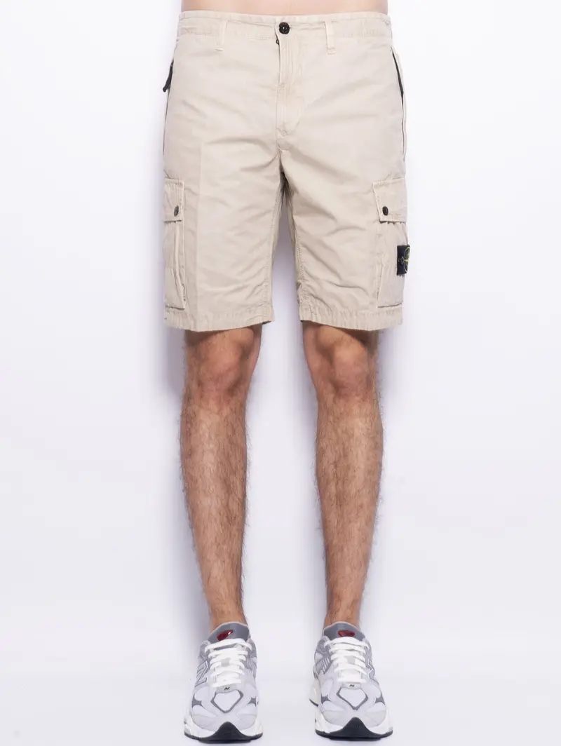 Old-Wash Cargo Bermuda Shorts In Beige 1