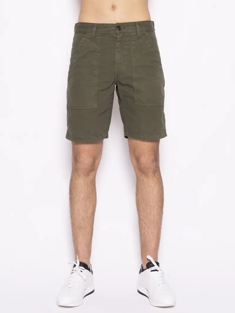 Olive Cotton Gabardine Bermuda Shorts 1