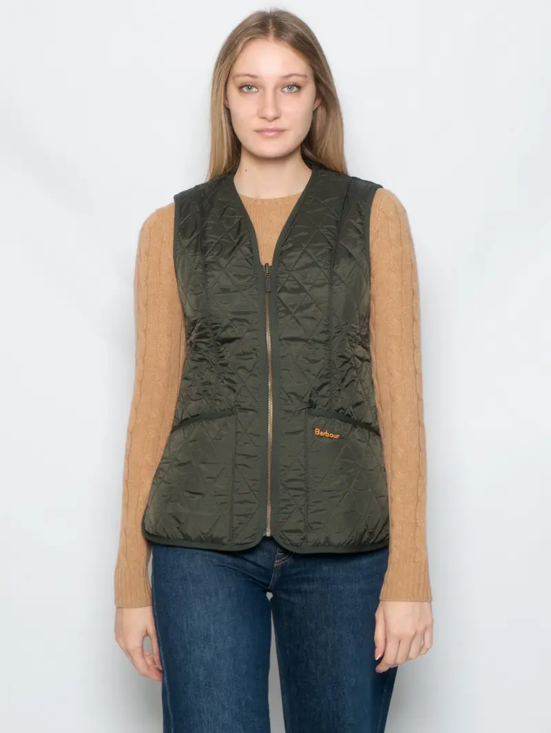 Olive Quilted Fleece Betty Vest 1