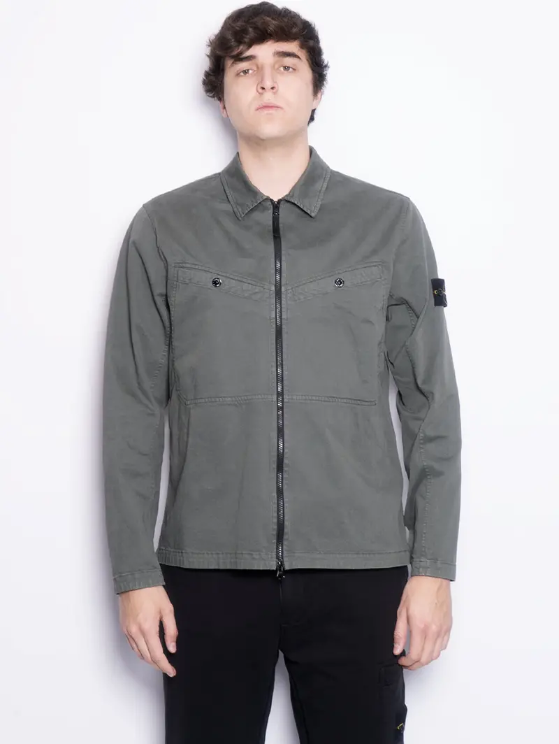 Organic Twill Overshirt – Moss Vintage Treatment 1