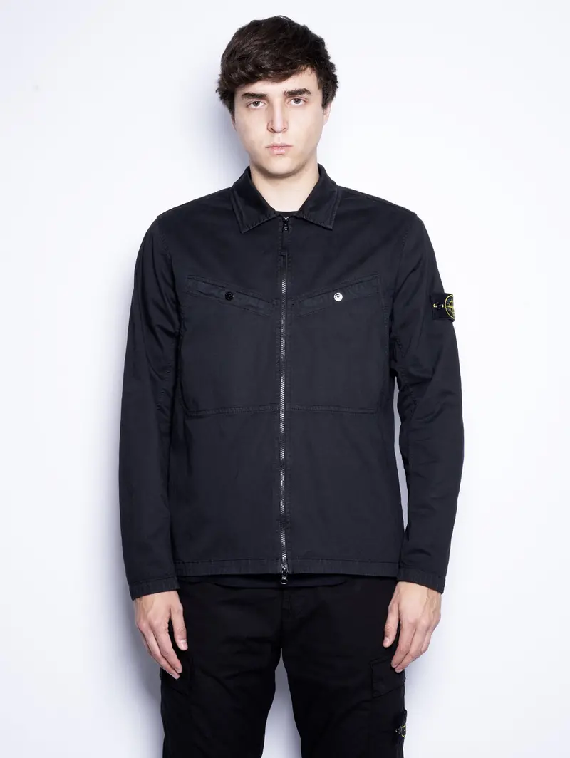 Organic Twill Overshirt With Vintage Black Finish 1