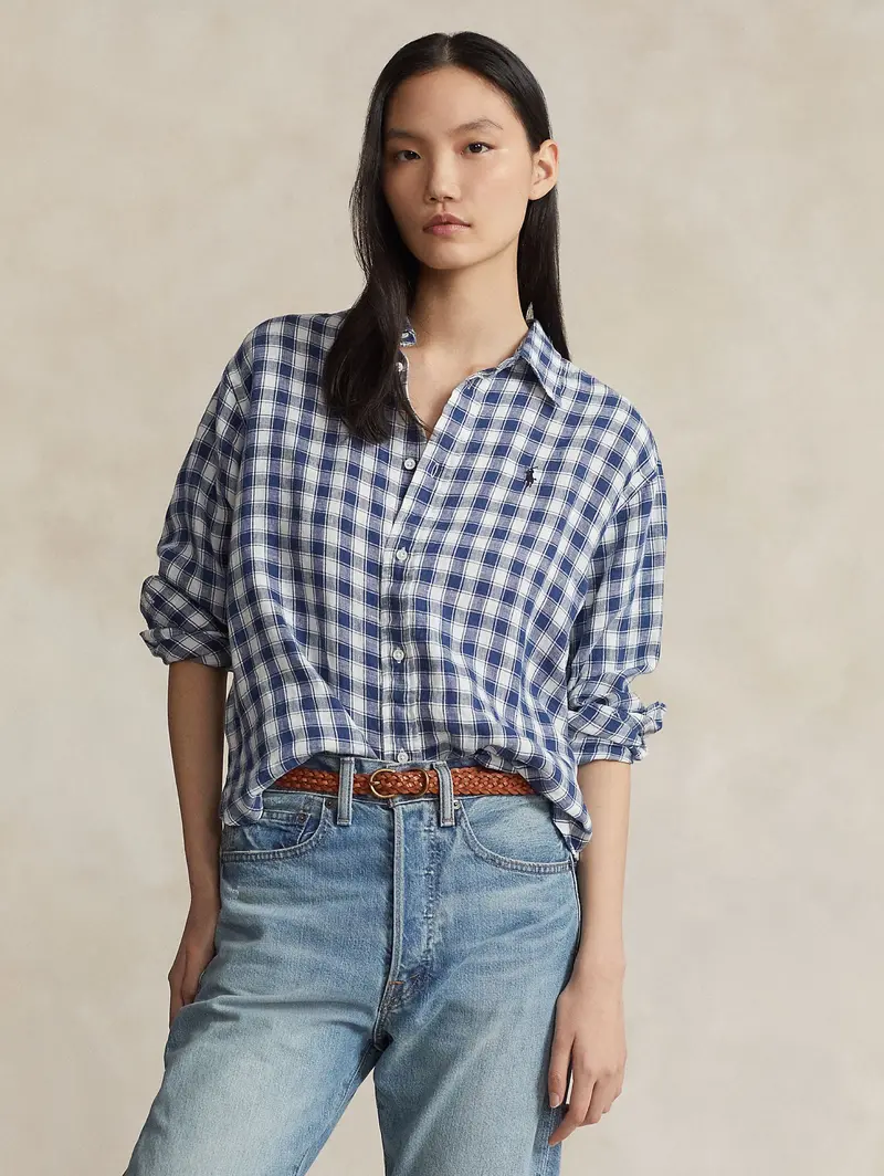 Oversized Blue-And-White Gingham Shirt 1