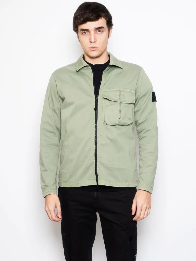 Oversized Cotton Twill Shirt In Emerald Green 1