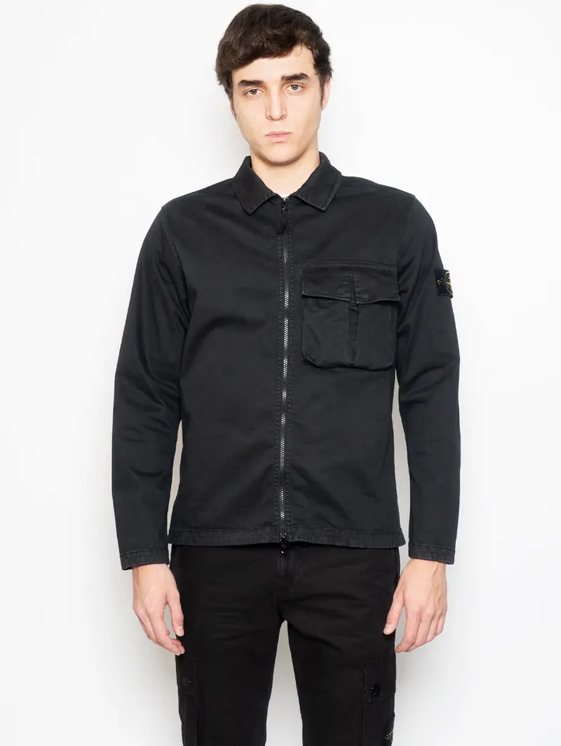 Oversized Cotton Twill Shirt In Jet Black 1