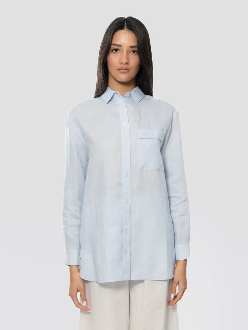 Oversized Light Blue Linen Shirt 1